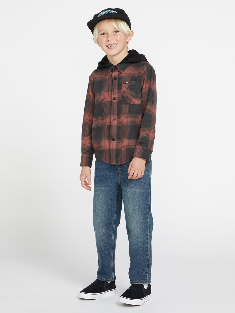 Little Boys Neta Stone Hooded Flannel - Stealth