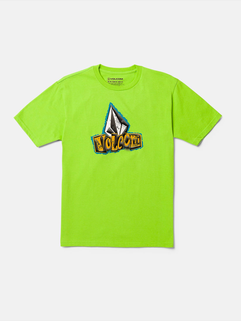 Little Boys Sticker Stamp Short Sleeve Tee - Electric Green