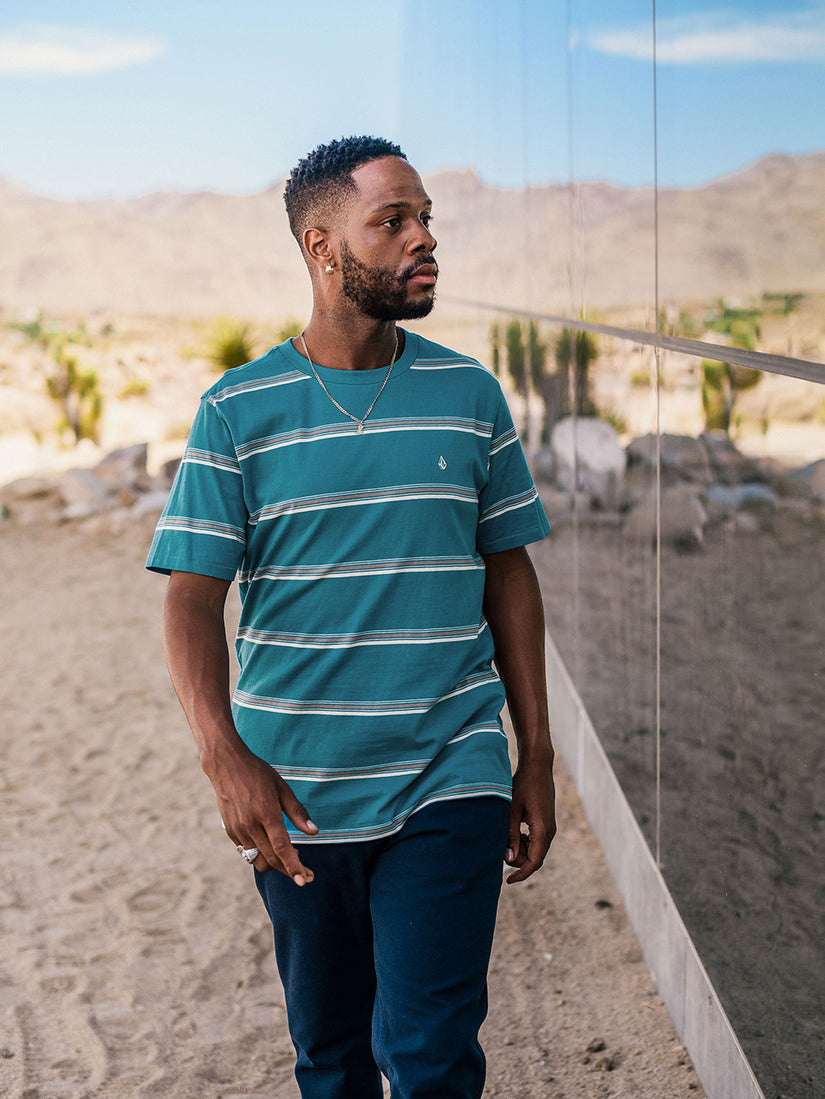 Halfax Stripe Crew Tee - Storm Blue