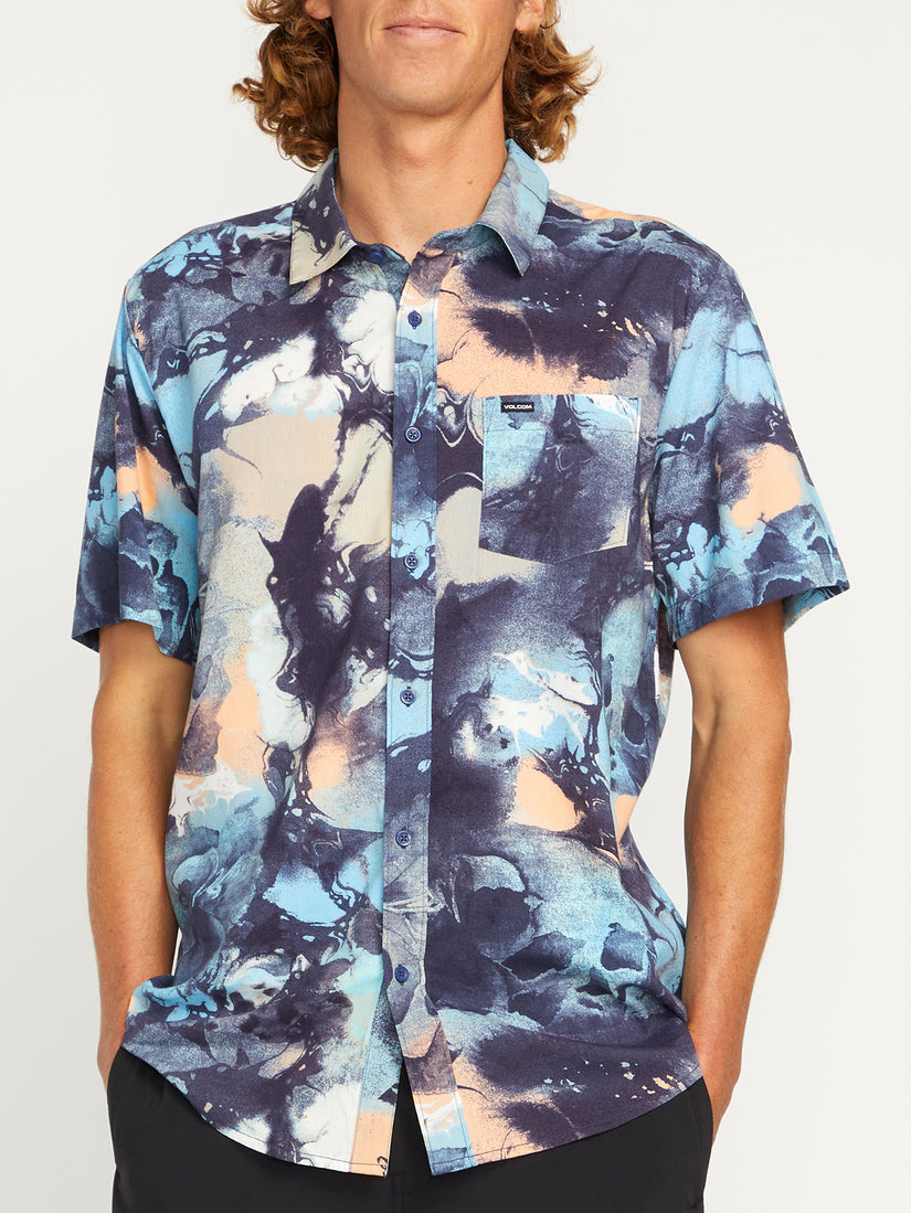 Skulli Print Short Sleeve Shirt - Navy (A0412302_NVY) [03]