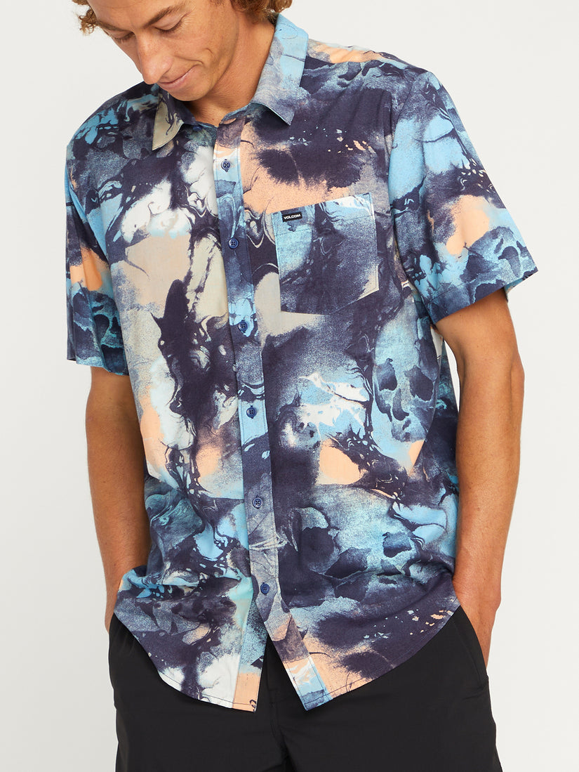 Skulli Print Short Sleeve Shirt - Navy (A0412302_NVY) [05]