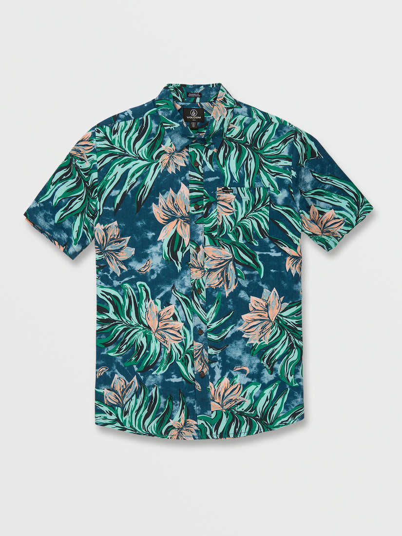 Marble Floral Short Sleeve Shirt - Aged Indigo