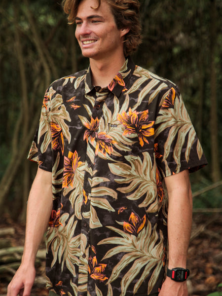 Marble Floral Short Sleeve Shirt - Rinsed Black – Volcom US