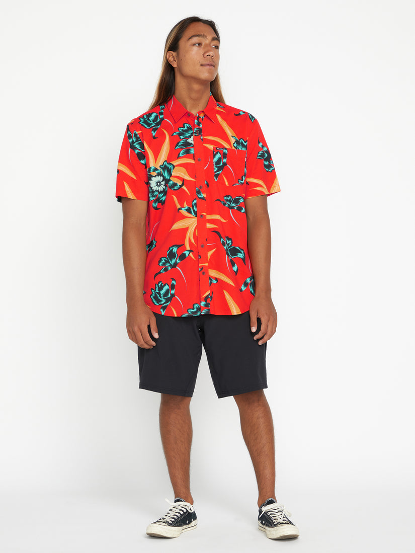 Island Time Short Sleeve Shirt - Red Orange