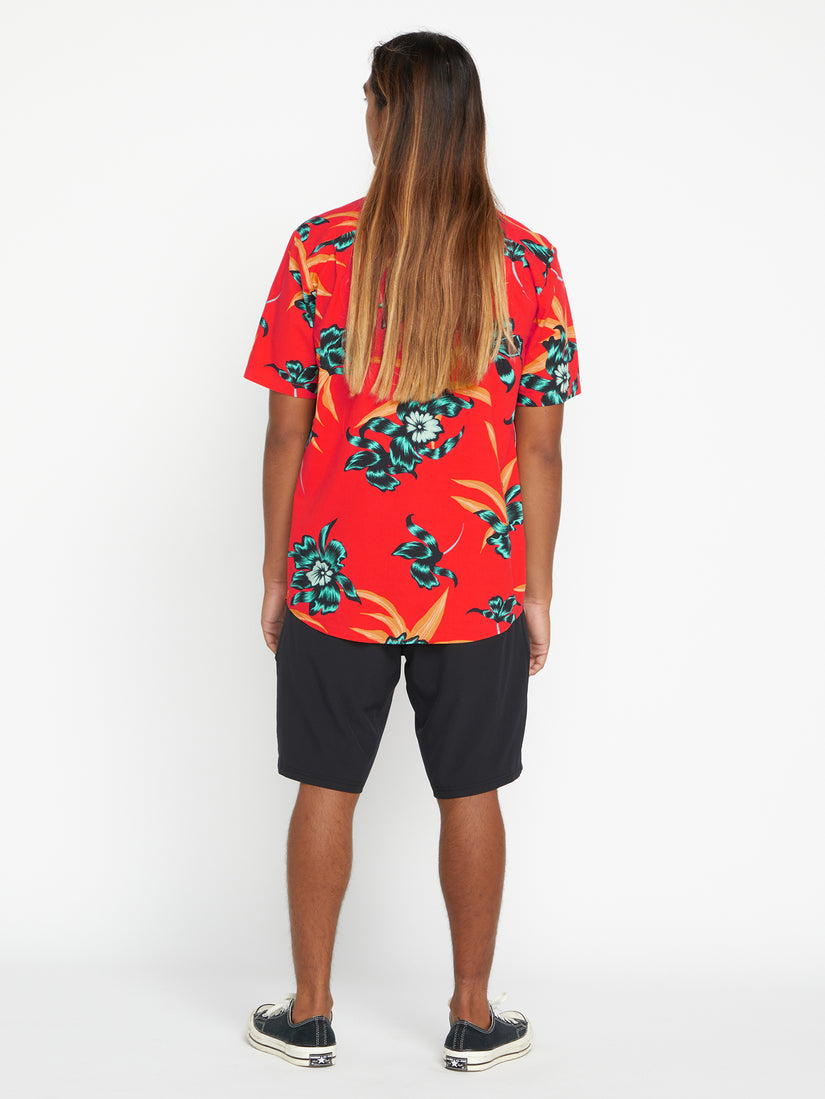 Island Time Short Sleeve Shirt - Red Orange