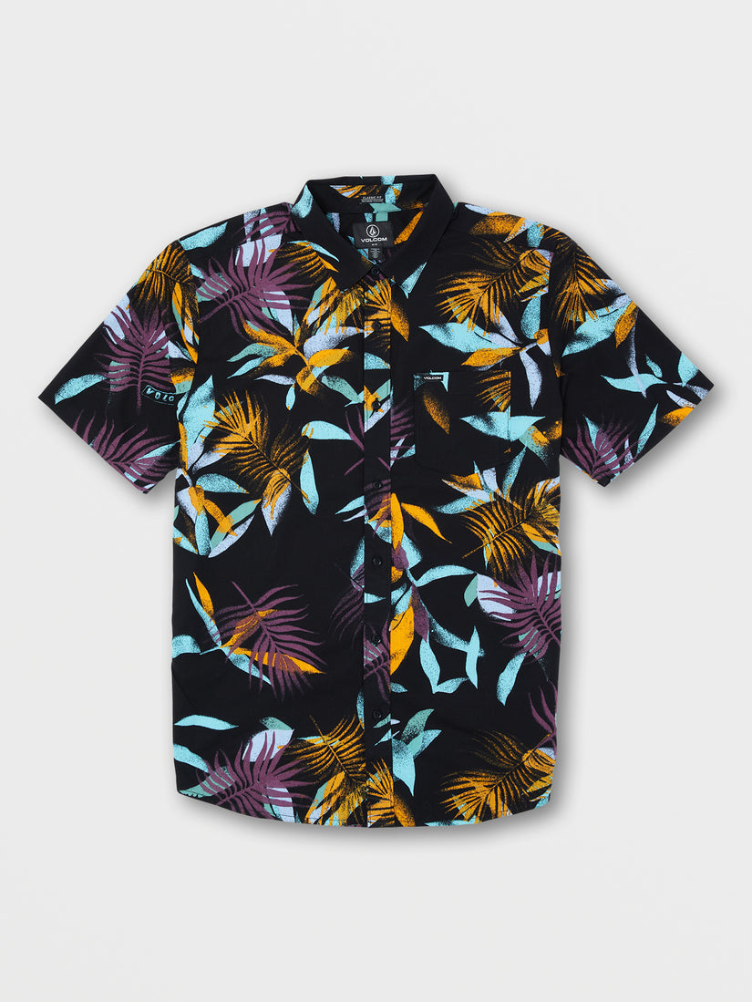 Leaf Spray Short Sleeve Shirt - Black (A0432203_BLK) [01]