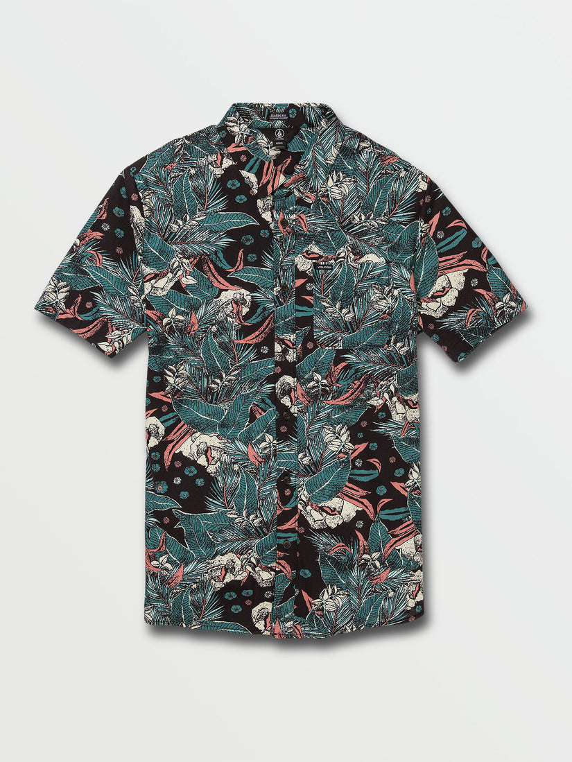 Nada Floral Short Sleeve Shirt - Black (A0442101_BLK) [F]