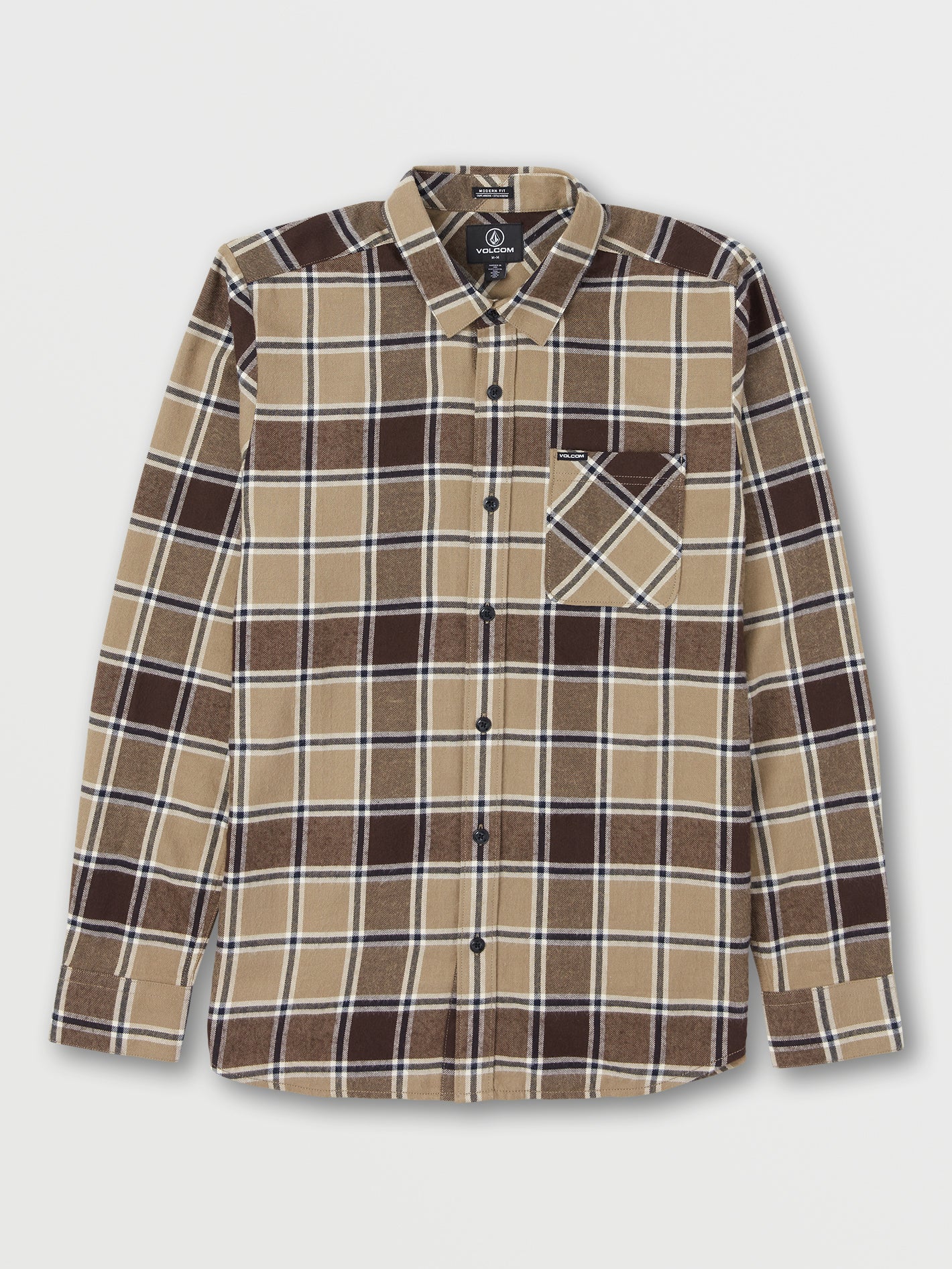 Volcom Caden Plaid Long Sleeve Shirt Bleached Sand - Billion Creation