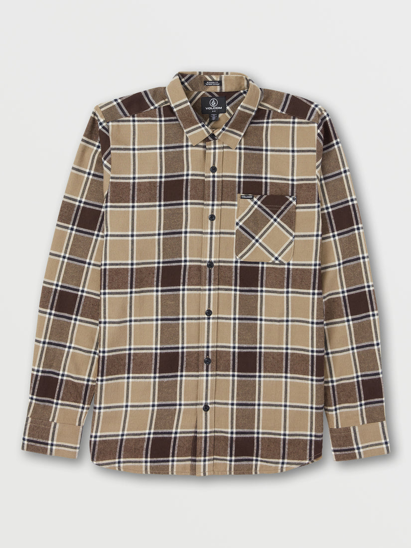 Caden Plaid Long Sleeve Flannel - Khaki (A0532203_KHA) [01]