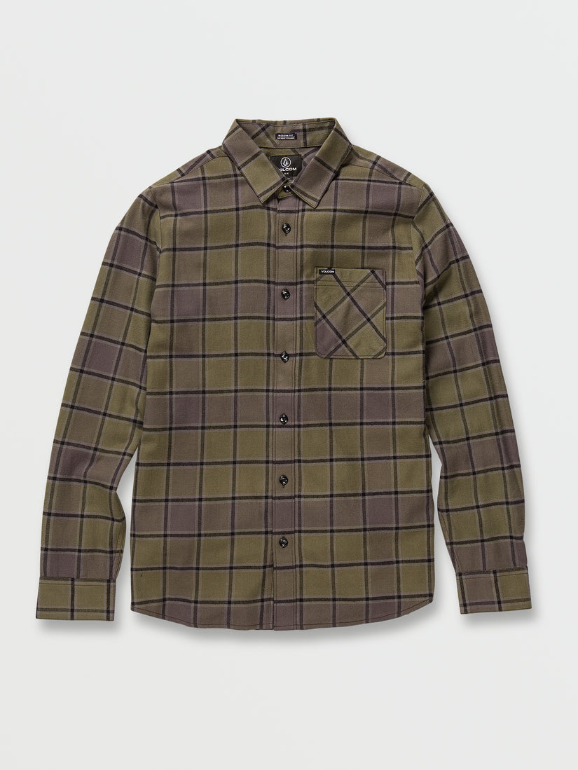 Caden Plaid Long Sleeve Flannel - Military (A0532203_MIL) [F]