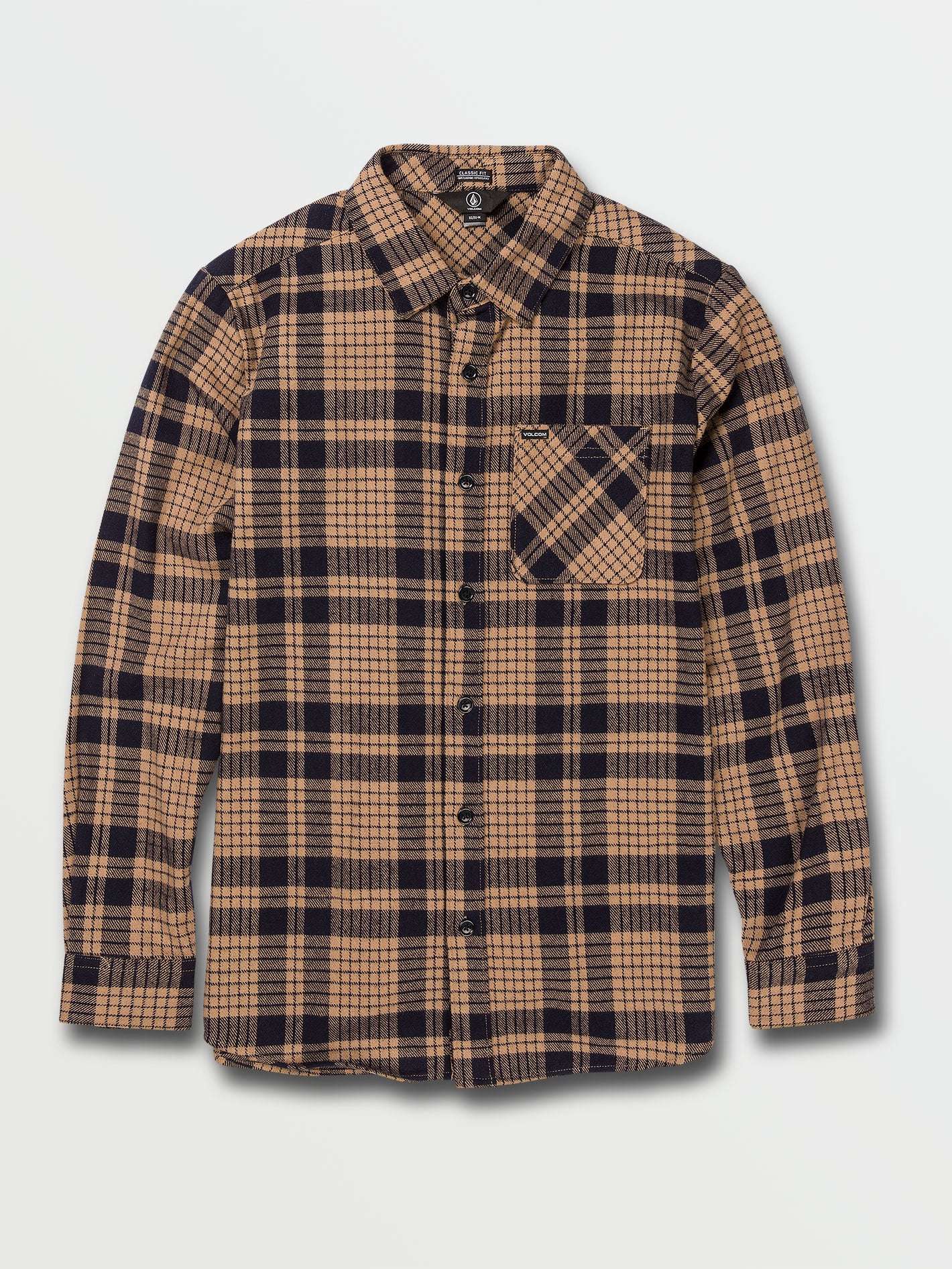 Strangelight Plaid Long Sleeve Flannel Dark Khaki Volcom Us