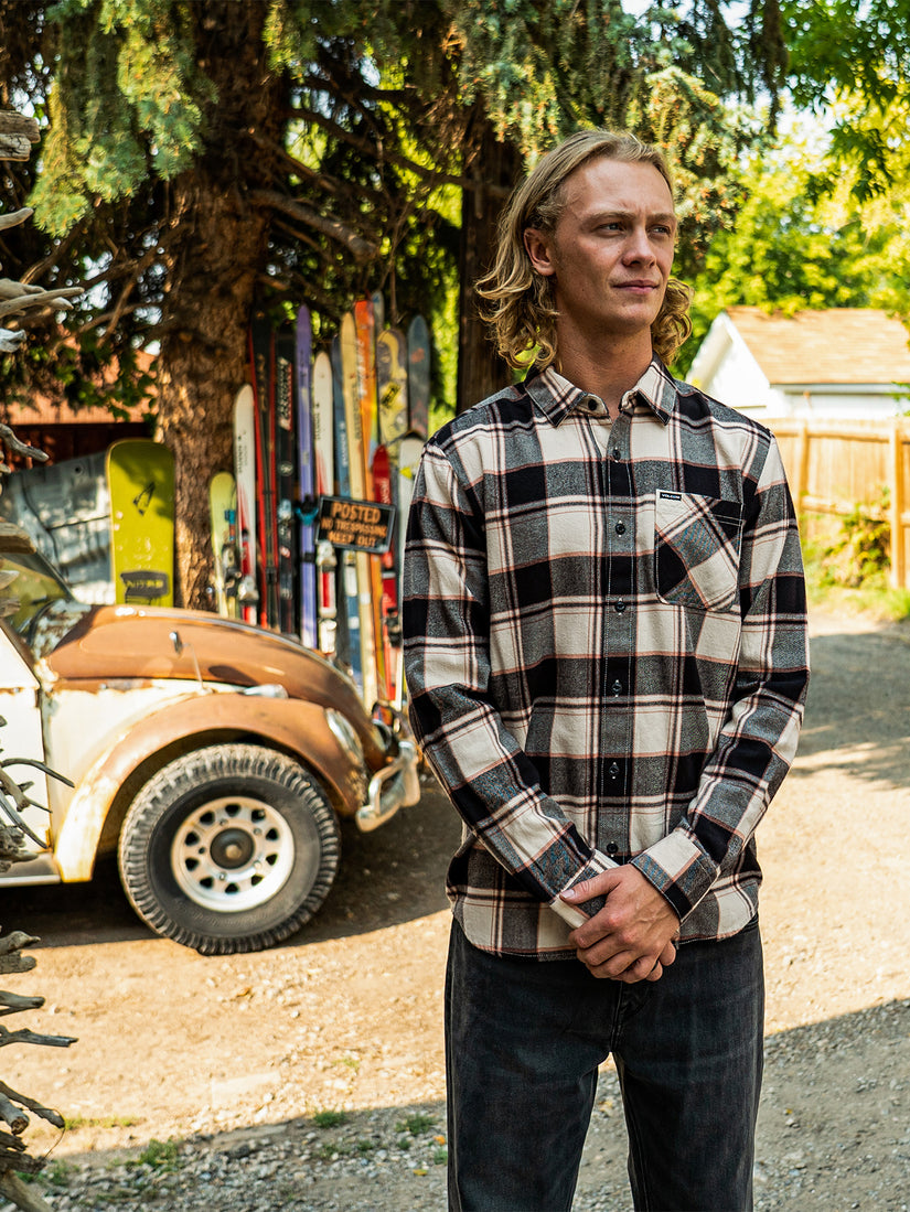 Caden Plaid Long Sleeve Flannel - Bleached Sand