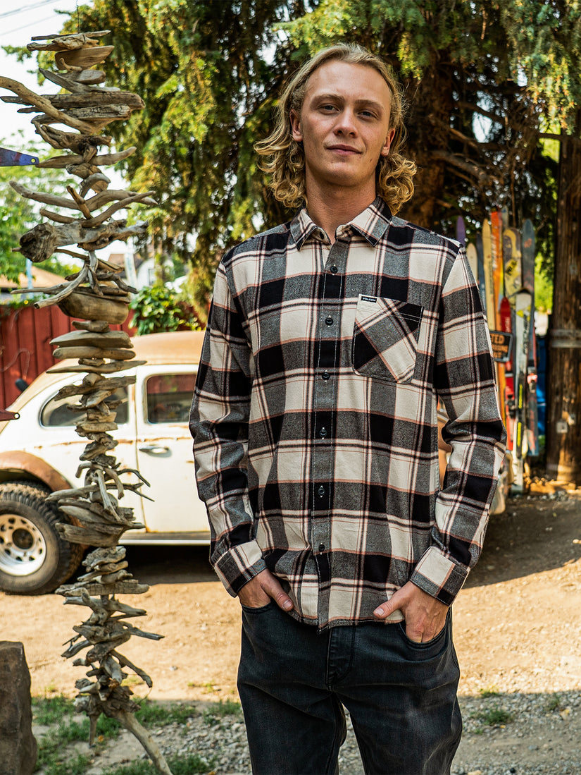 Caden Plaid Long Sleeve Flannel - Bleached Sand