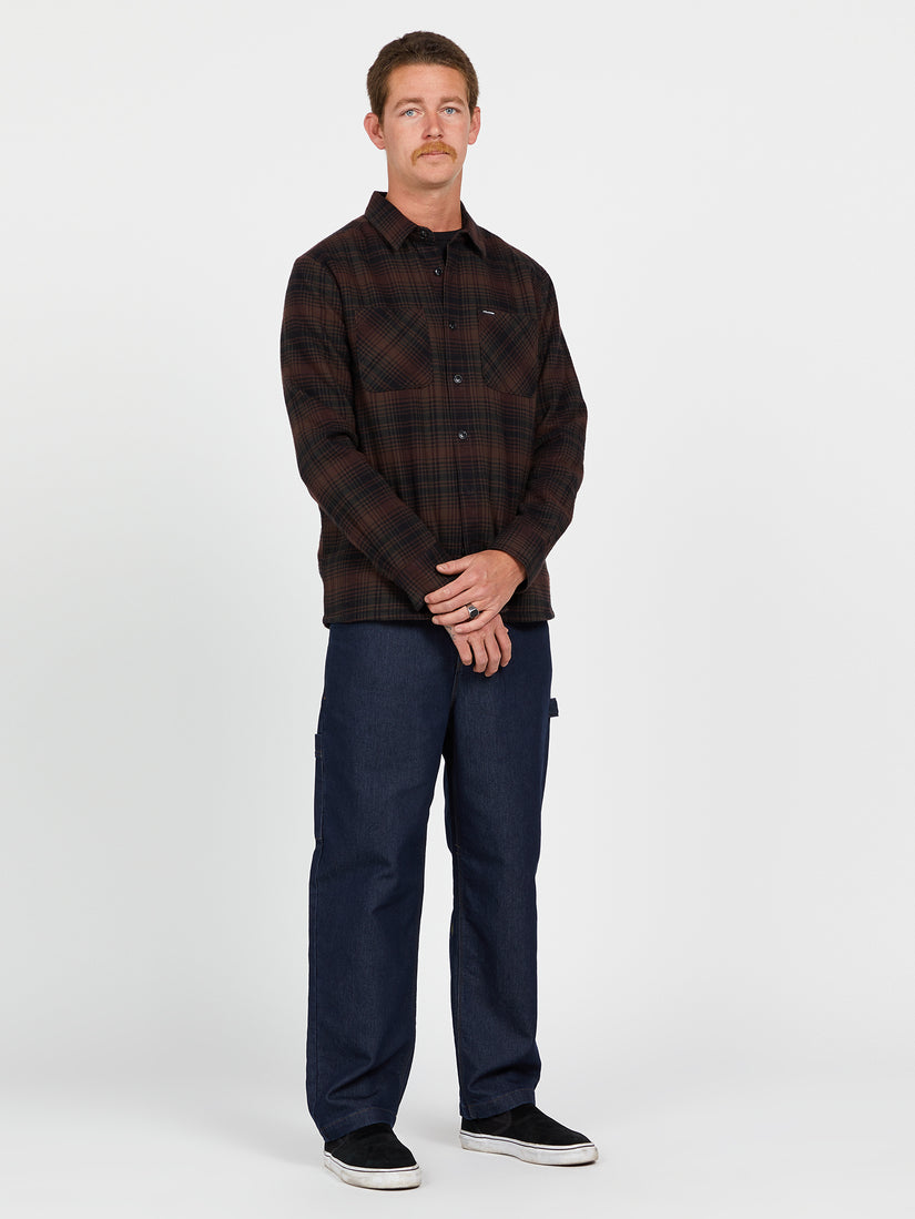 Overstoned Long Sleeve Flannel - Mahogany (A0542200_MAH) [B]