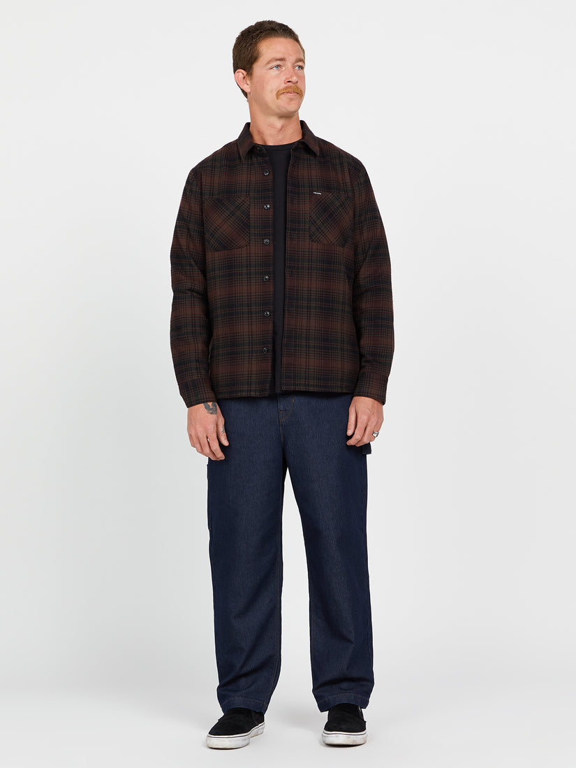 Overstoned Long Sleeve Flannel - Mahogany (A0542200_MAH) [F]