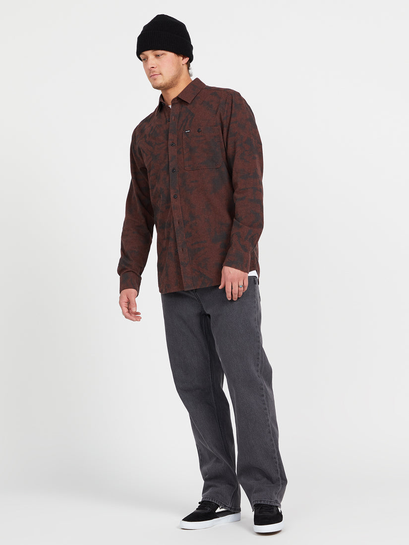 Tie Dye Long Sleeve Flannel - Mahogany (A0542202_MAH) [B]