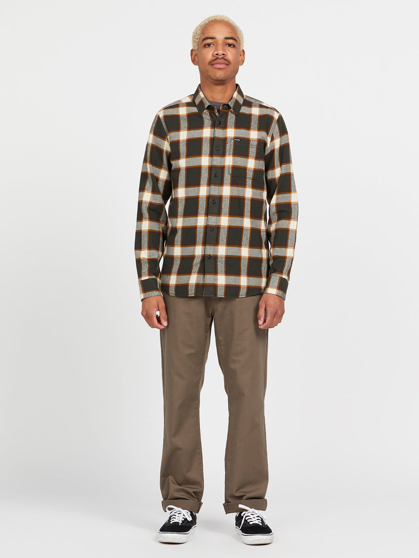 Caden Plaid Long Sleeve Flannel - Rinsed Black