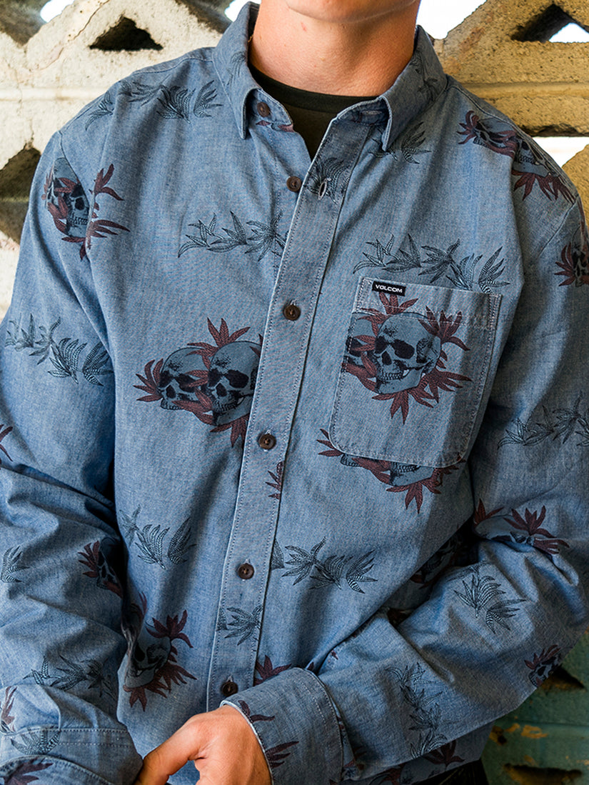 Rise And Stone Long Sleeve Shirt - Chambray