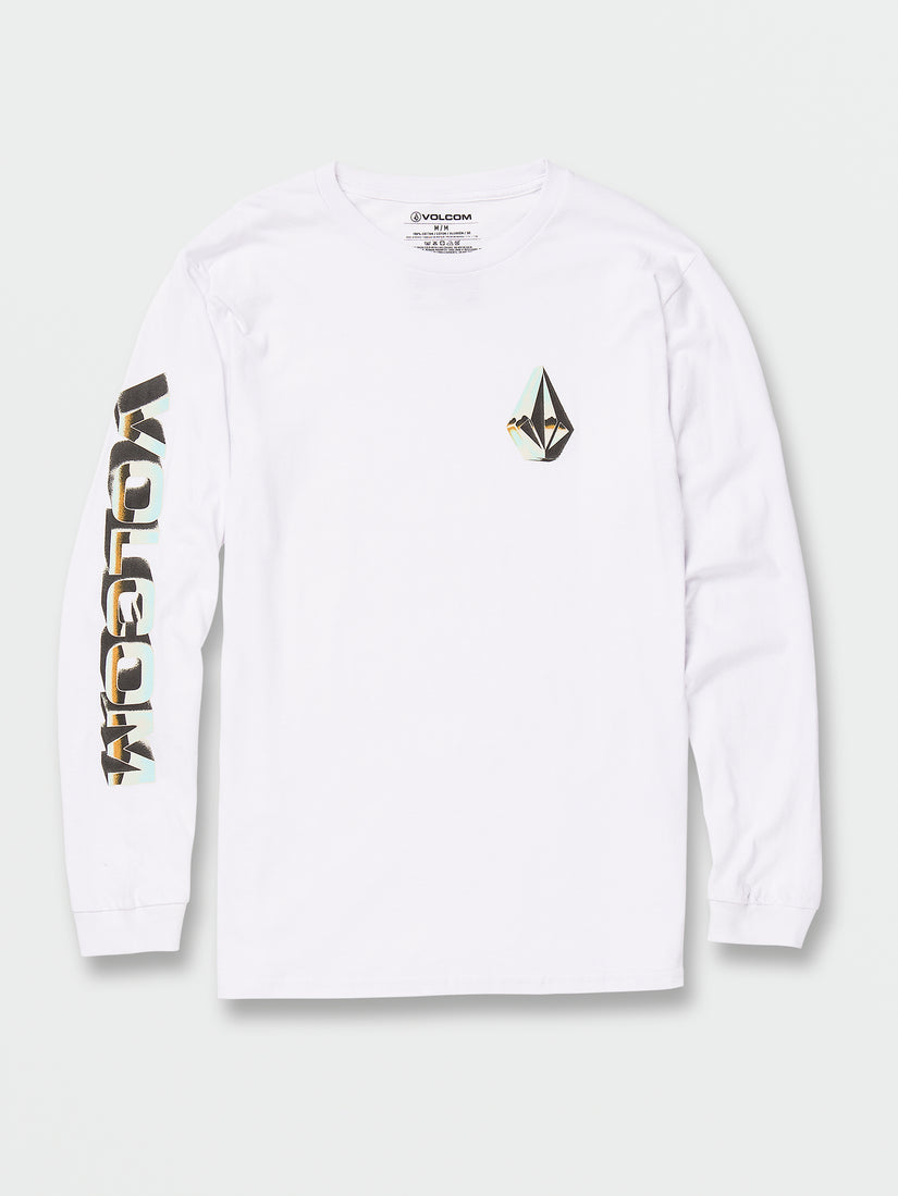 Chrome Stone Long Sleeve Tee - White (A3642202_WHT) [F]