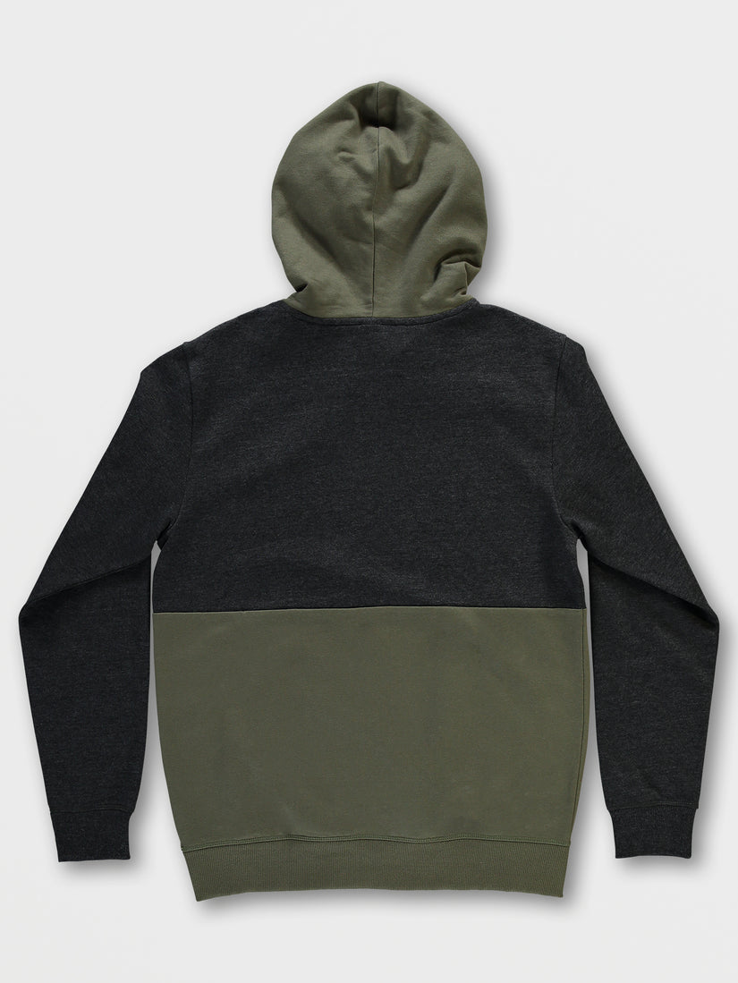 Contrast Pullover Fleece Hoodie - Military