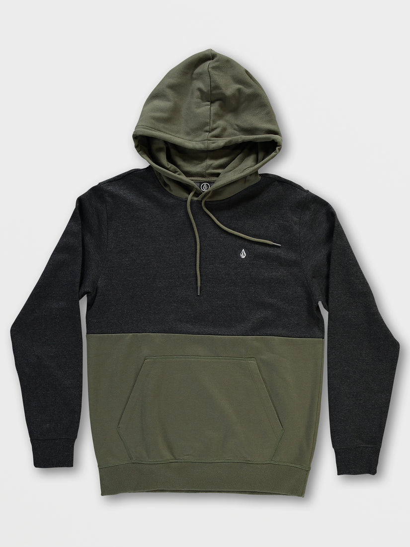 Contrast Pullover Fleece Hoodie - Military