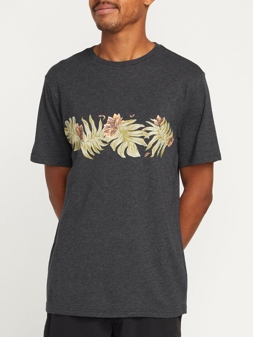 Marble Floral Short Sleeve Tee - Dark Black Heather (A5712301_DBH) [02]