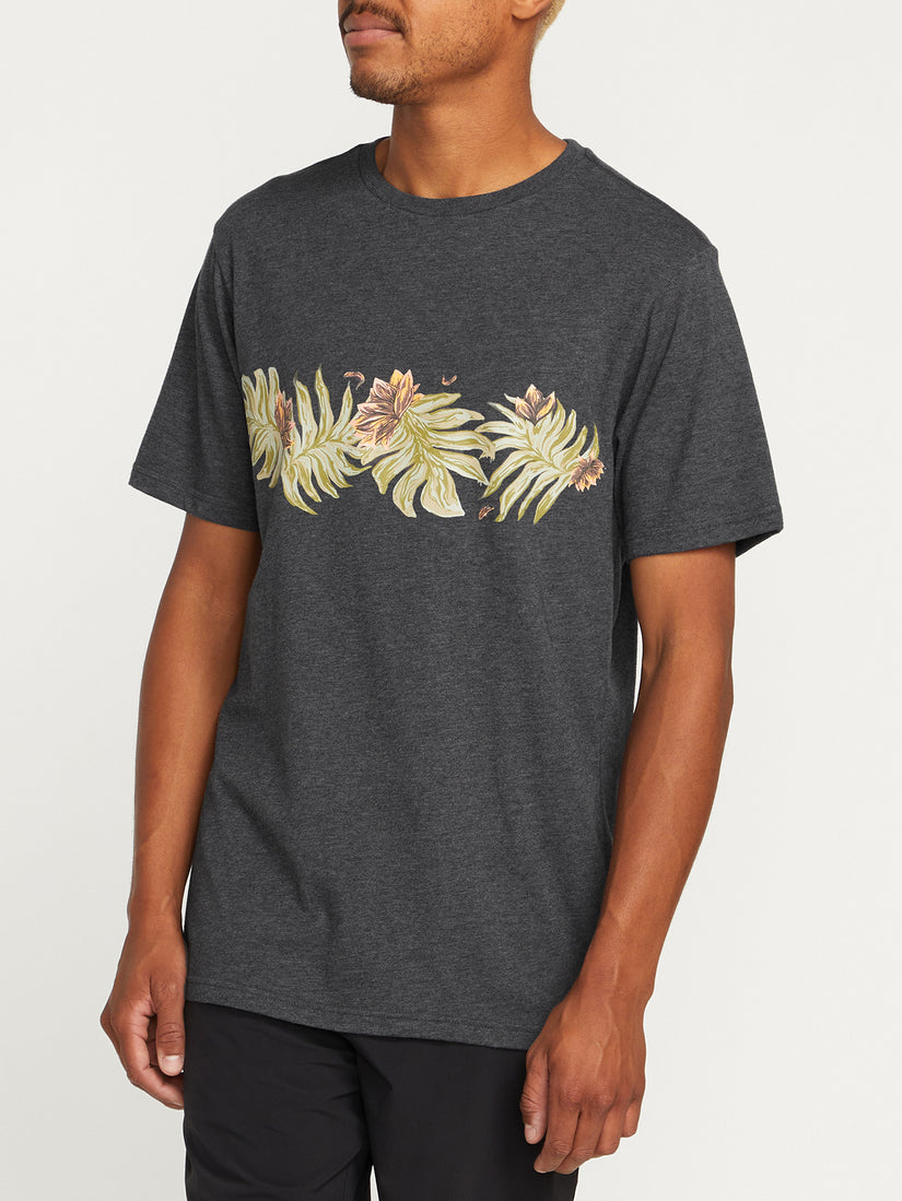 Marble Floral Short Sleeve Tee - Dark Black Heather (A5712301_DBH) [09]