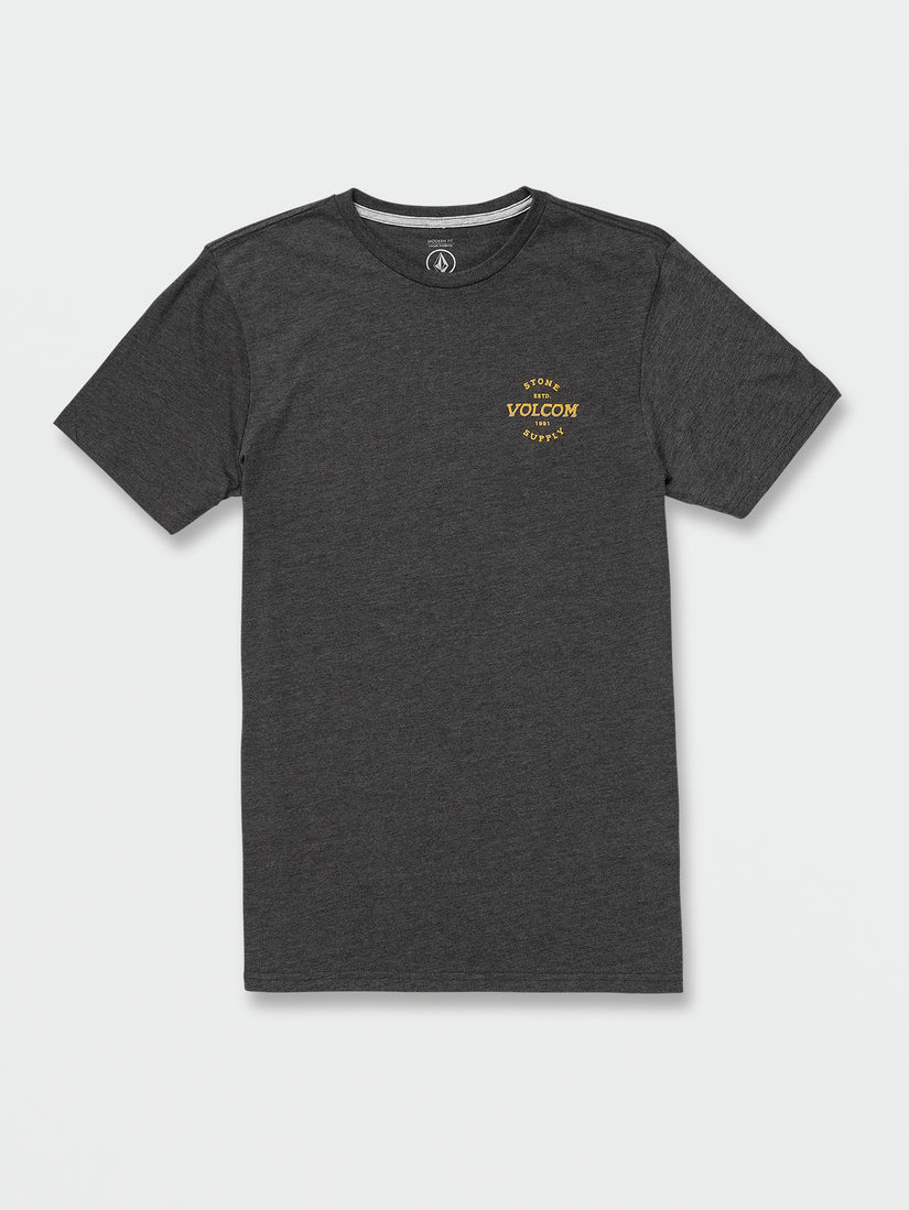 Handstamped Short Sleeve Tee - Dark Black Heather (A5742206_DBH) [F]