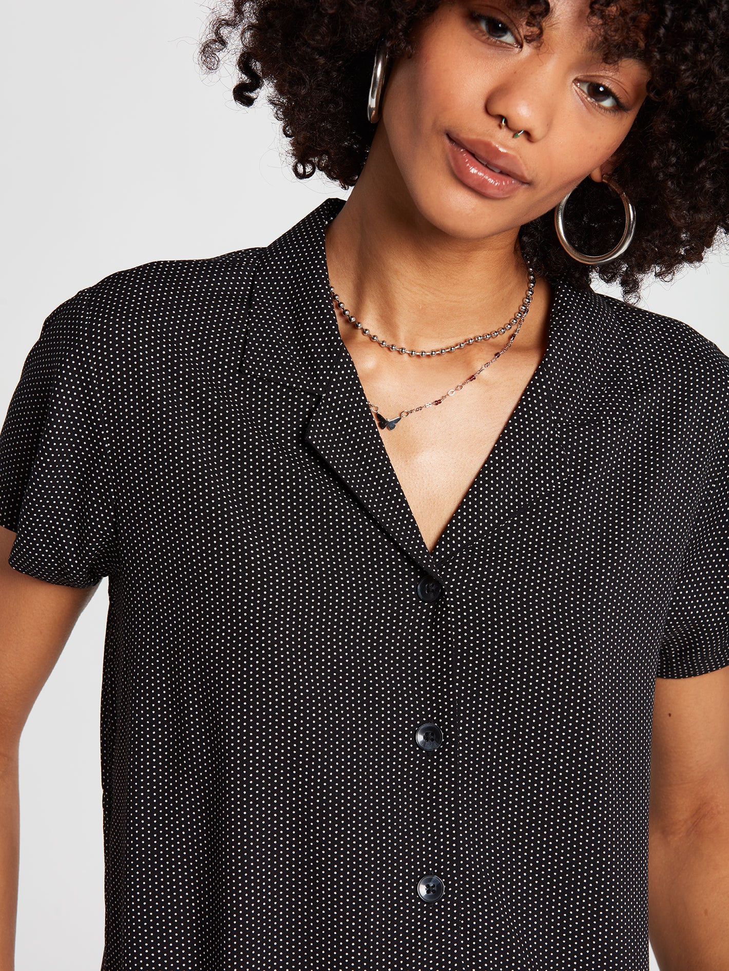 Call In Slick Button Up Short Sleeve Top - Dot – Volcom US
