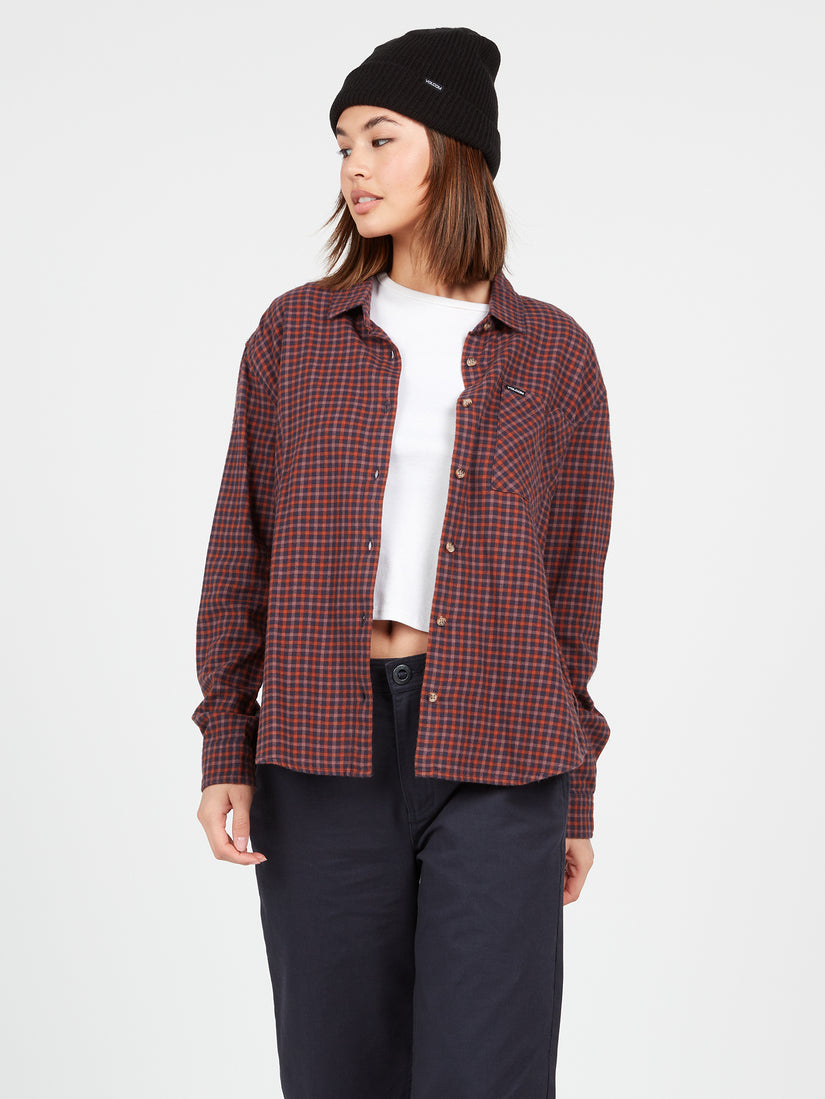 Plaid To Meet U Long Sleeve Flannel - Midnight Blue (B0512100_MDB) [1]