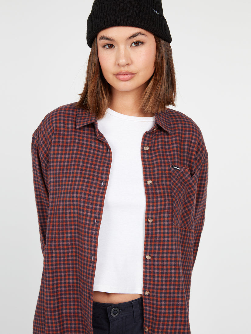 Plaid To Meet U Long Sleeve Flannel - Midnight Blue (B0512100_MDB) [F]