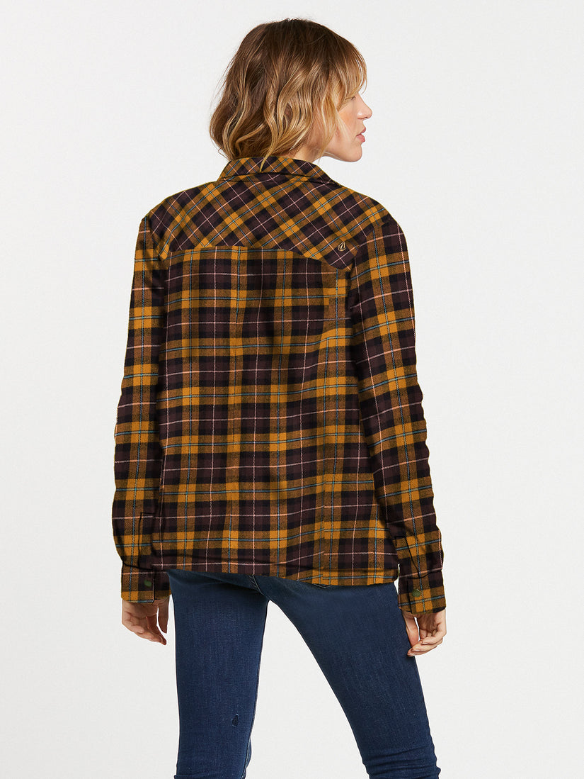 Plaid About You Sherpa Lined Flannel - Bronze (B0531812_BRZ) [B]