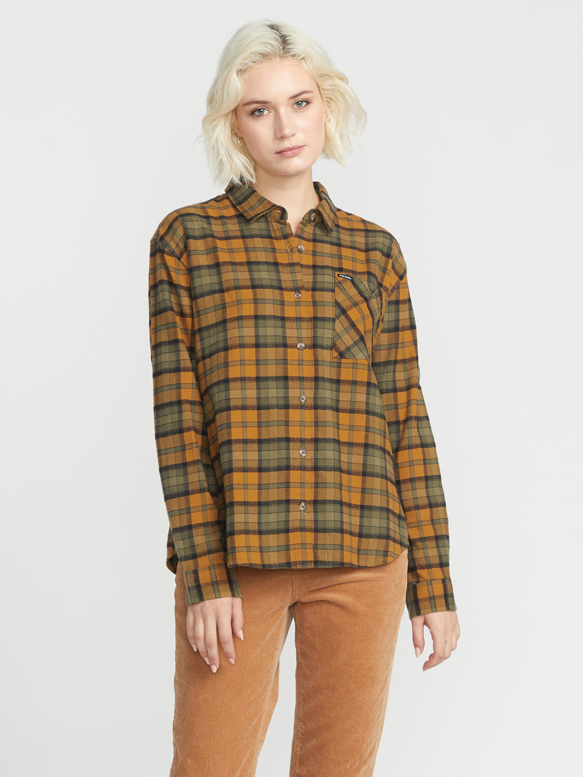 Plaid To Meet U Long Sleeve Shirt - Bronze (B0532302_BRZ) [F]