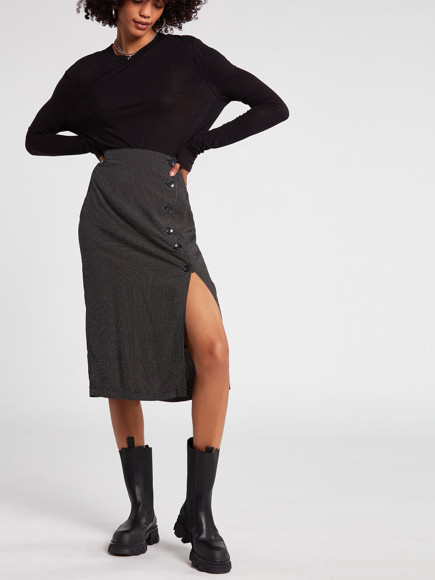 Call In Slick High Waisted Midi Skirt - Dot – Volcom US