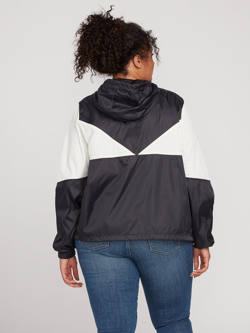 Wind Stoned Windbreaker Plus Size - Black White (B1541904P_BWH) [B]