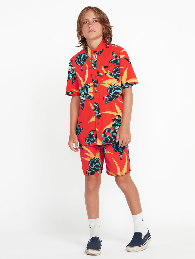 Big Boys Island Time Short Sleeve Shirt - Red Orange