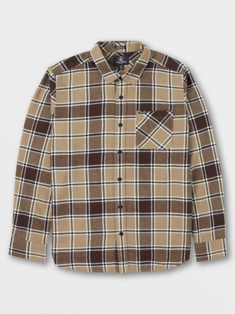 Big Boys Caden Plaid Long Sleeve Flannel - Khaki (C0532203_KHA) [F]