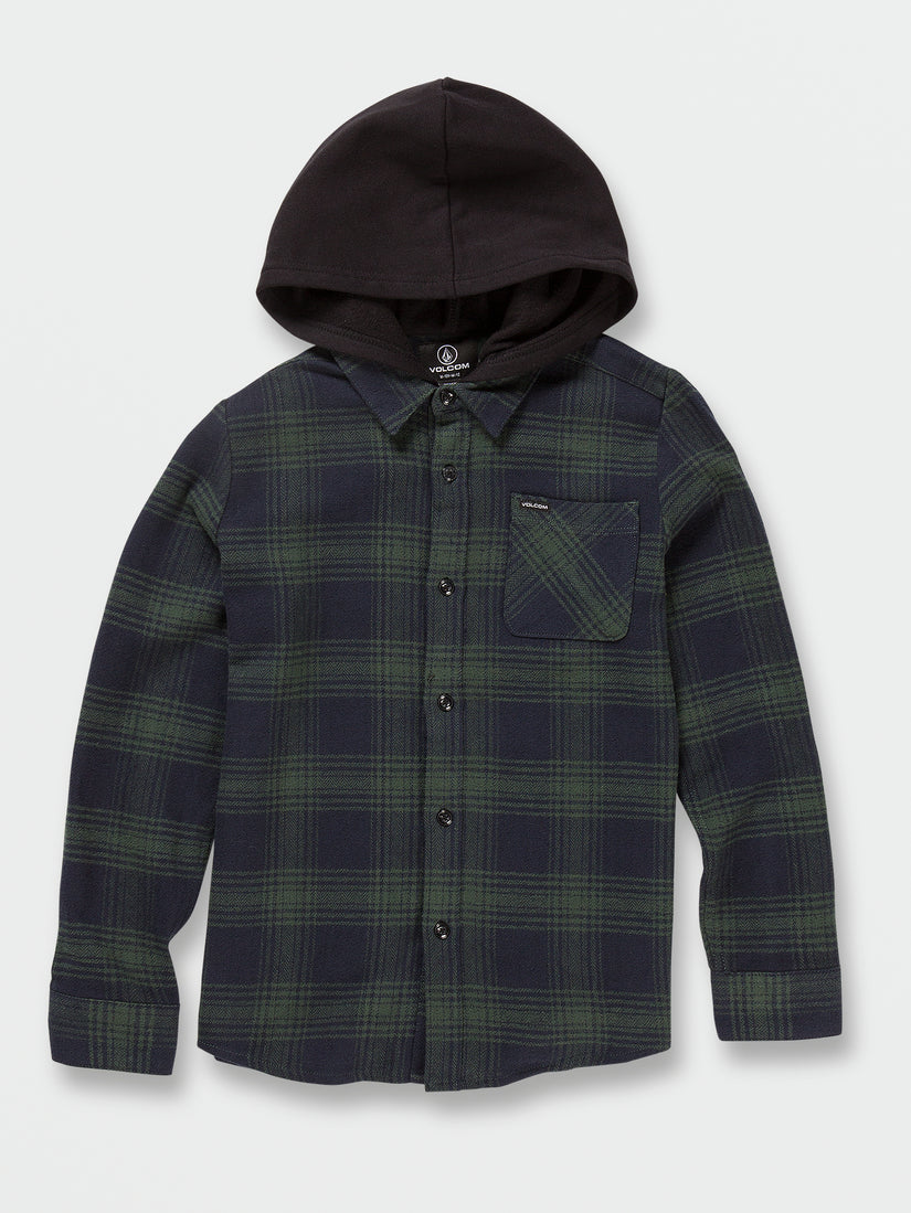 Big Boys Tone Stone Hooded Long Sleeve Shirt - Cedar Green (C0532230_CDG) [B]