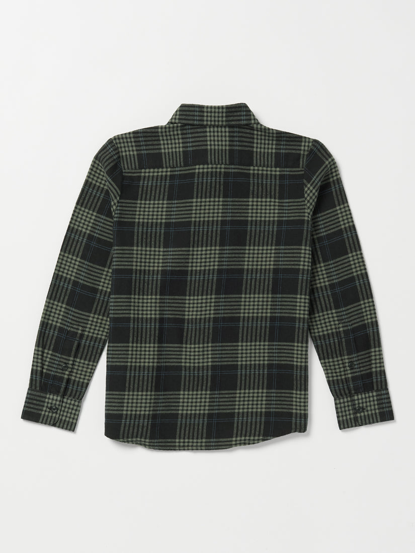 Big Boys Caden Plaid Long Sleeve Shirt - Black (C0532303_BLK) [B]