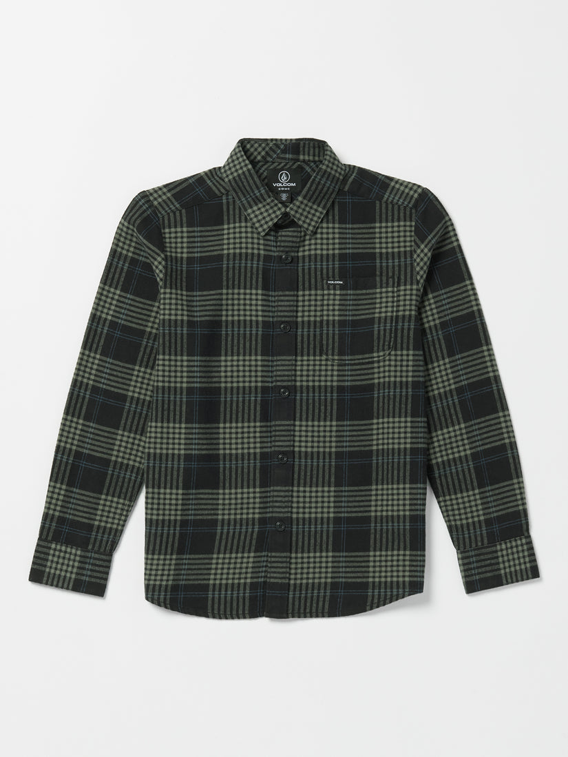 Big Boys Caden Plaid Long Sleeve Shirt - Black (C0532303_BLK) [F]