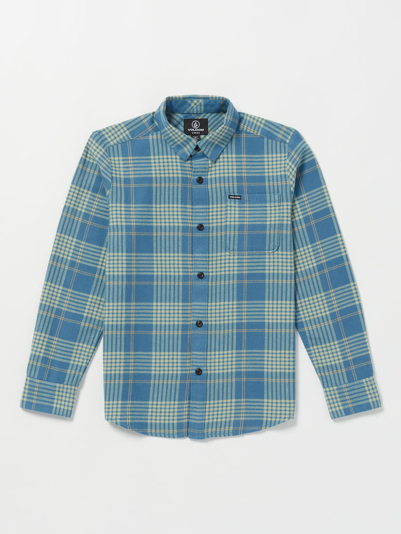 Big Boys Caden Plaid Long Sleeve Shirt - Indigo Ridge (C0532303_IRG) [F]