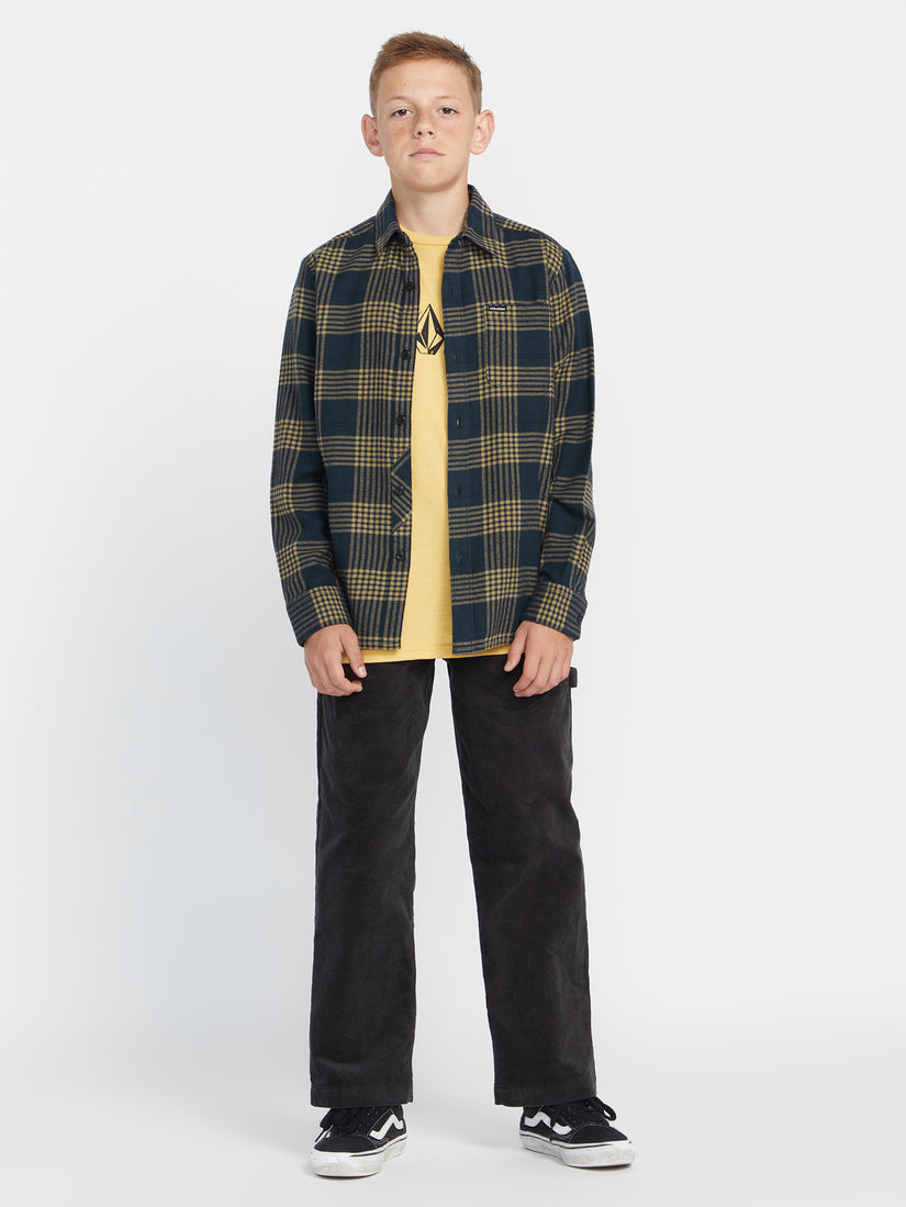 Big Boys Caden Plaid Long Sleeve Shirt - Navy (C0532303_NVY) [30]