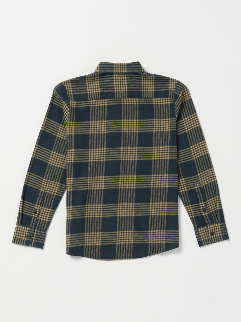 Big Boys Caden Plaid Long Sleeve Shirt - Navy (C0532303_NVY) [B]