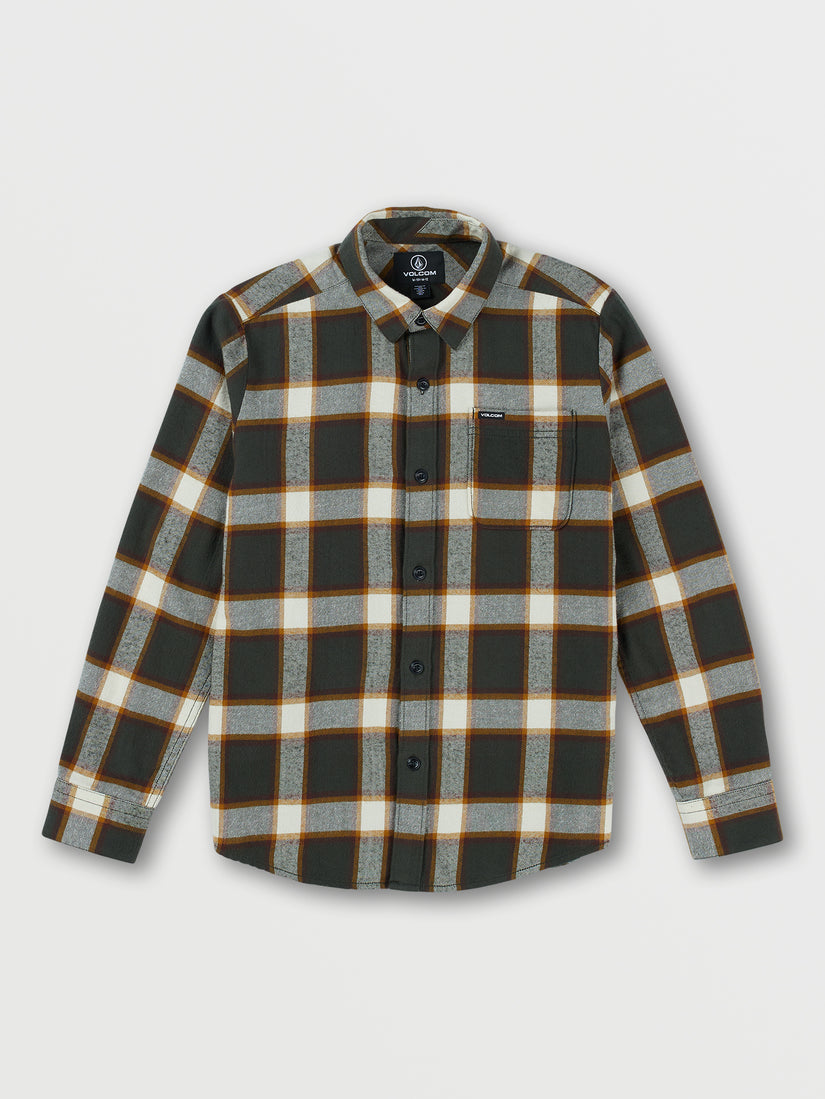 Big Boys Caden Plaid Long Sleeve Shirt - Rinsed Black (C0542204_RIB) [F]