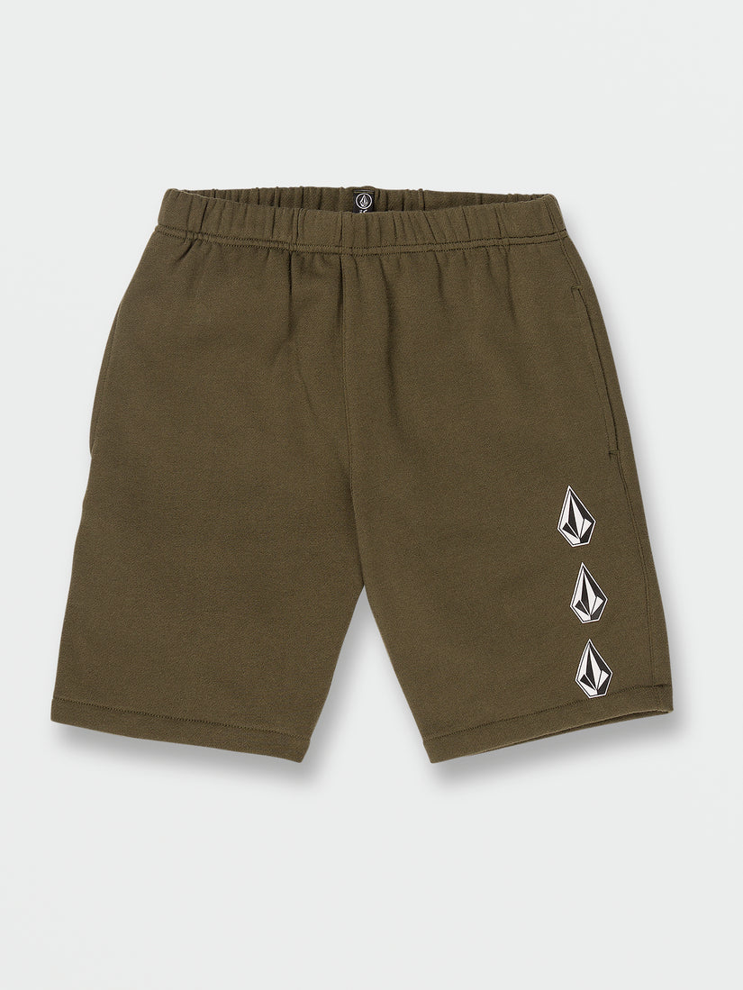 Big Boys Iconic Stone Fleece Shorts - Military (C1032202_MIL) [F]