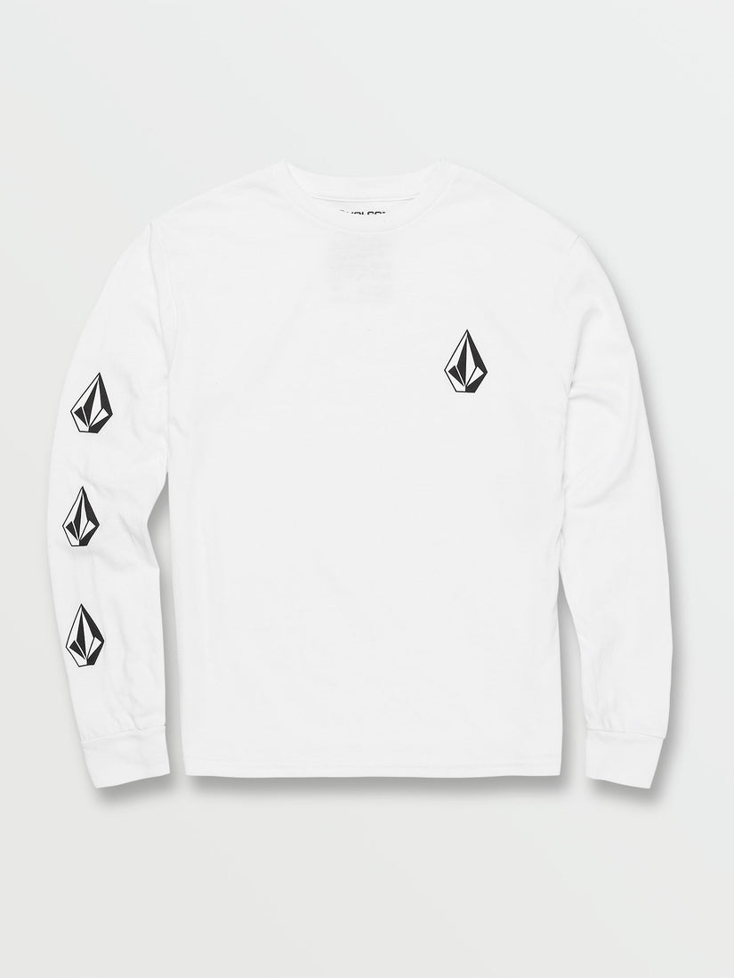 Big Boys Iconic Stone Long Sleeve Tee - White