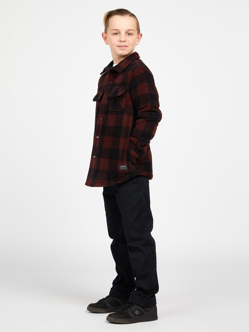 Big Boys Bowered Fleece Long Sleeve Shirt - Mahogany (C5832101_MAH) [B]