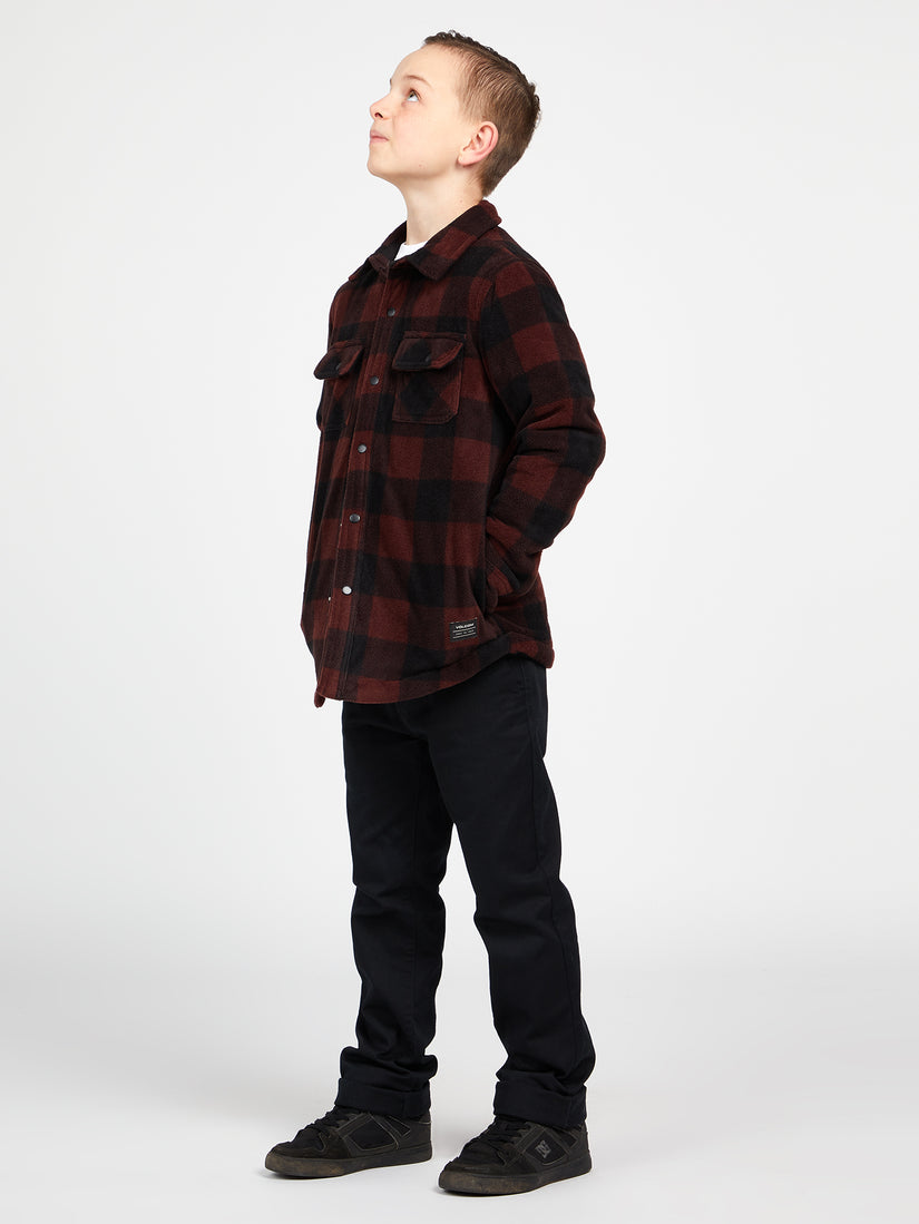 Big Boys Bowered Fleece Long Sleeve Shirt - Mahogany (C5832101_MAH) [F]