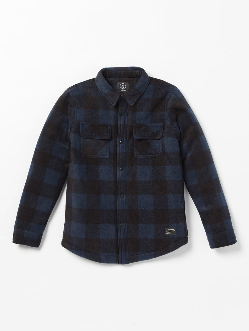 Big Boys Bowered Fleece Long Sleeve Shirt - Navy (C5832202_NVY) [F]