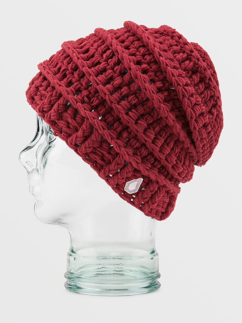 Mens Mike Ravelson Crochet Knit Beanie - Maroon (J5852401_MAR) [B]